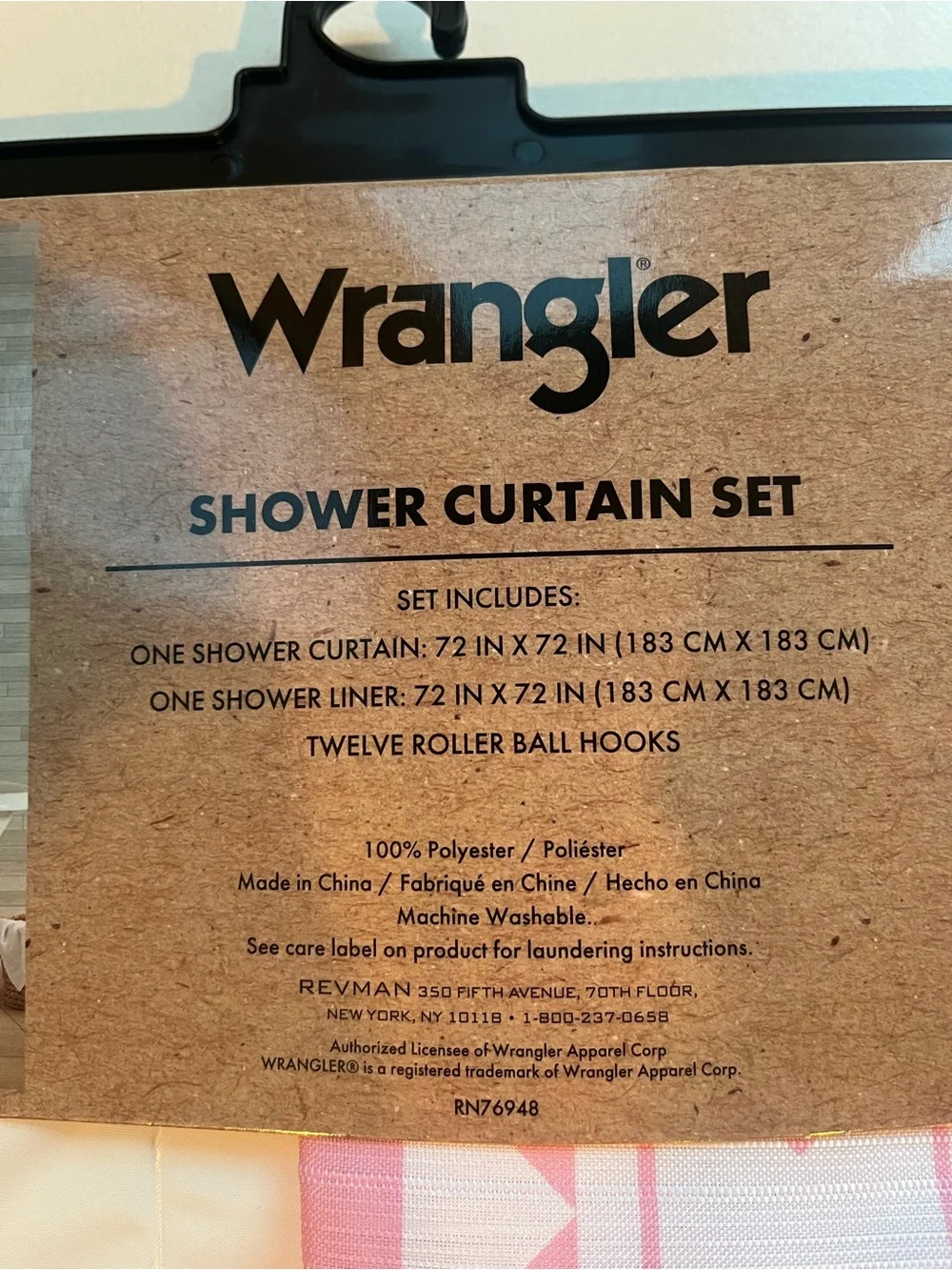 Wrangler Pink and Blue Geometric Shower Curtain Set